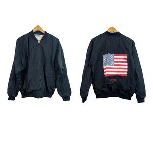 Vintage Guess Black Guess Windbreaker Bomber Flag Logo Jacket Mens M / Women’s L